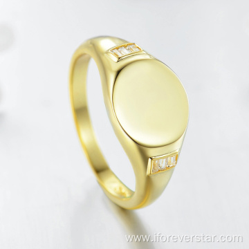 18K Gold Wedding engagement silver rings